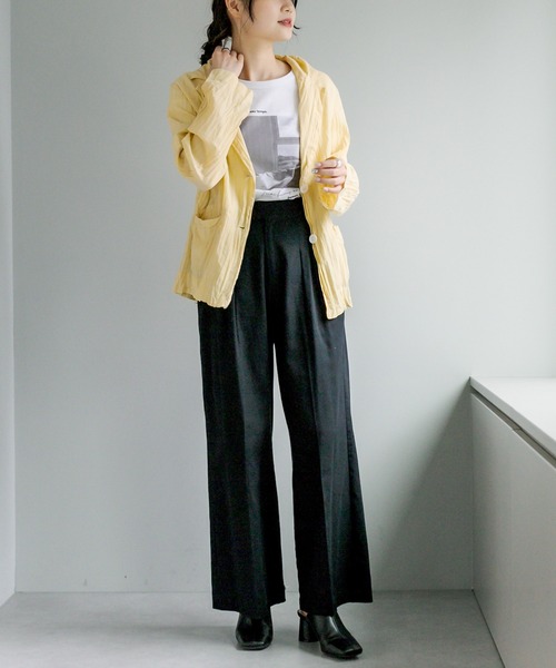 PUAL CE CIN（ピュアルセシン）の「コットンツイルタックワイドパンツ（その他パンツ・レディース・ブラック/ベージュ・FREE）」の11枚目の写真