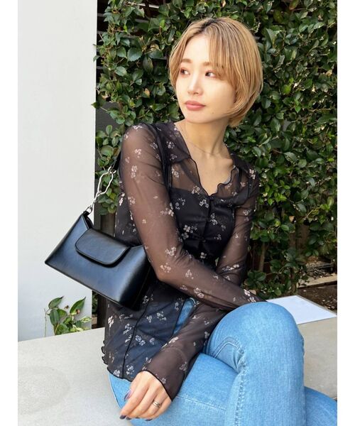 EMODA（エモダ）の「シアーフィットシャツトップ（シャツ/ブラウス・レディース・ライム/その他/ブラック・FREE）」の14枚目の写真