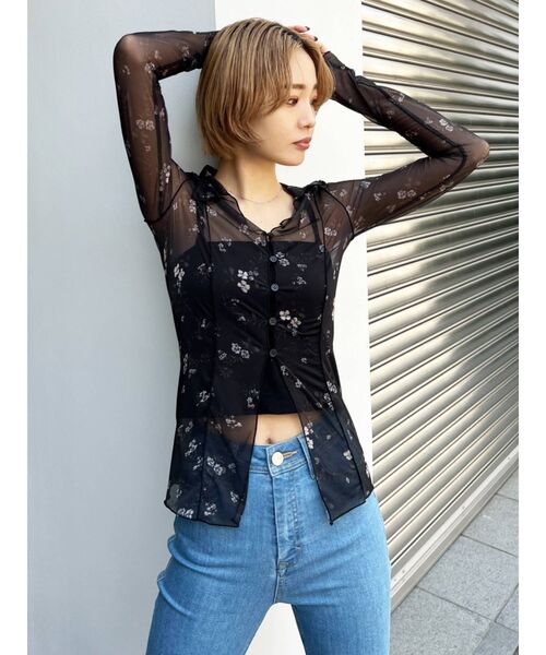 EMODA（エモダ）の「シアーフィットシャツトップ（シャツ/ブラウス・レディース・ライム/その他/ブラック・FREE）」の15枚目の写真