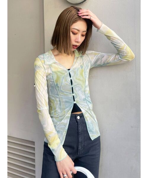 EMODA（エモダ）の「シアーフィットシャツトップ（シャツ/ブラウス・レディース・ライム/その他/ブラック・FREE）」の17枚目の写真