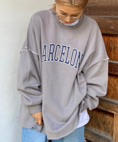 HEILIS(ヘイリス)の「【大人気!HIT ITEM!】《hideka select》裏起毛ビックサイズロゴスウェット / 秋服 冬服 ノームコア 韓国 ルーズ オーバーサイズ プリント ワンポイント スウェット トレーナー プルオーバー 長袖 保温 グレー ブラック チャコール オートミール ネイビー 黒(スウェット・レディース・チャコールグレー/ライトグレー/ブラック/ベージュ/ネイビー/グレー系その他/ブルー/オートミール/イエロー・FREE)」の18枚目の写真