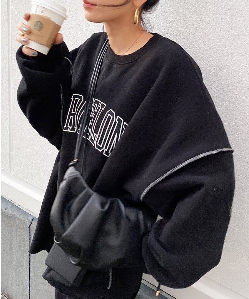 HEILIS(ヘイリス)の「【大人気!HIT ITEM!】《hideka select》裏起毛ビックサイズロゴスウェット / 秋服 冬服 ノームコア 韓国 ルーズ オーバーサイズ プリント ワンポイント スウェット トレーナー プルオーバー 長袖 保温 グレー ブラック チャコール オートミール ネイビー 黒(スウェット・レディース・チャコールグレー/ライトグレー/ブラック/ベージュ/ネイビー/グレー系その他/ブルー/オートミール/イエロー・FREE)」の11枚目の写真