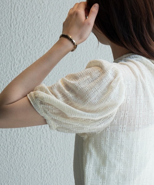 WEGO（ウィゴー）の「WEGO/パフスリーブレーストップス（Tシャツ/カットソー・レディース・ブラック/オフホワイト・FREE）」の3枚目の写真