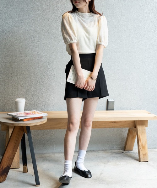 WEGO（ウィゴー）の「WEGO/パフスリーブレーストップス（Tシャツ/カットソー・レディース・ブラック/オフホワイト・FREE）」の12枚目の写真