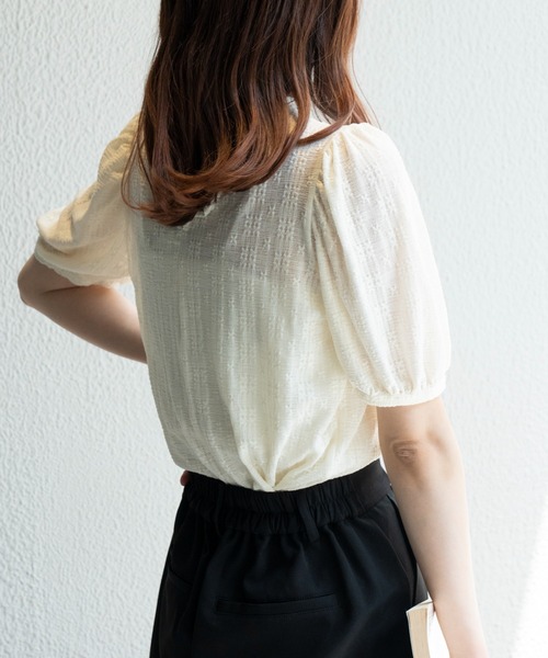 WEGO（ウィゴー）の「WEGO/パフスリーブレーストップス（Tシャツ/カットソー・レディース・ブラック/オフホワイト・FREE）」の19枚目の写真