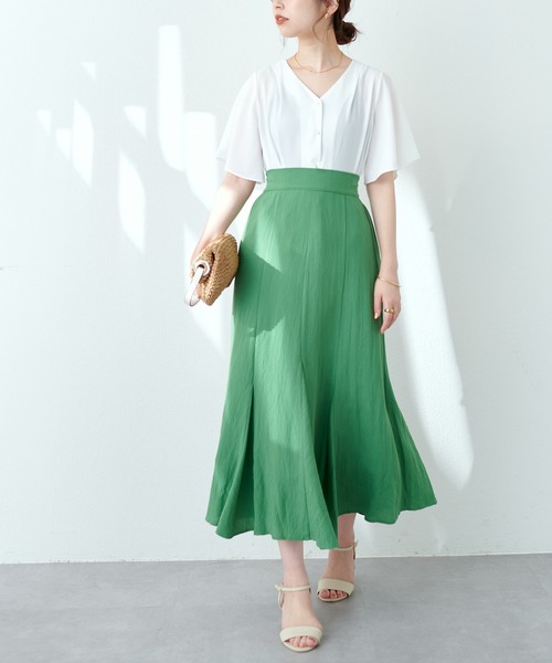 natural couture(ナチュラルクチュール)の「プチプラちびパールボタンフレア袖ブラウス(シャツ/ブラウス・レディース・ネイビー/オフホワイト/サックスブルー/ピンク/ミント/その他1/グレイッシュベージュ・FREE)」の10枚目の写真