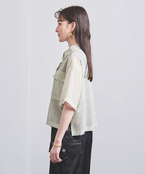 UNITED ARROWS（ユナイテッドアローズ）の「シアー チェック ショート シャツ（シャツ/ブラウス・レディース・ブラック/ライム・FREE）」の3枚目の写真