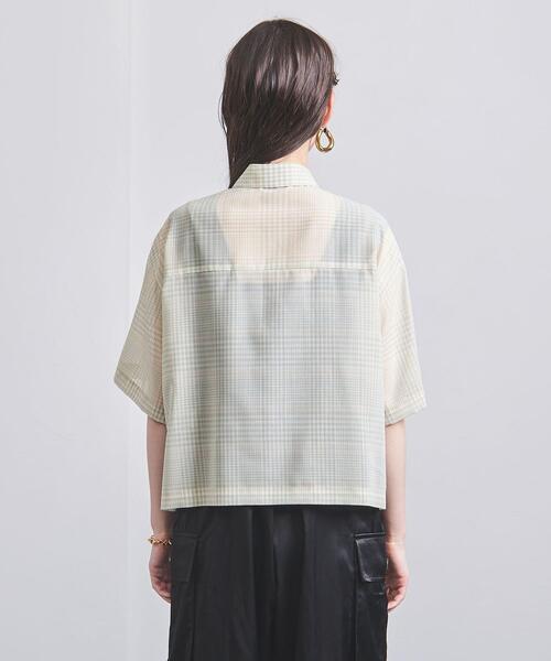 美品◯ユナイテッドアローズ　シアー チェックショートシャツ　ブラウス UNITED ARROWS（ユナイテッドアローズ）の「シアー チェック