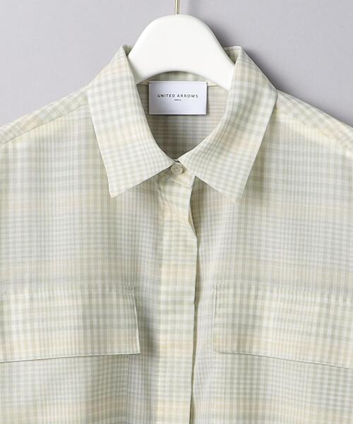 美品◯ユナイテッドアローズ　シアー チェックショートシャツ　ブラウス UNITED ARROWS（ユナイテッドアローズ）の「シアー チェック