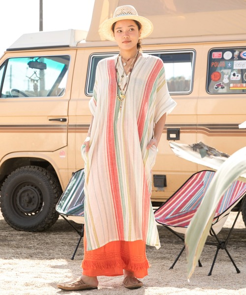 チャイハネ（チャイハネ）の「【チャイハネ】ケララデカフタンワンピース（ワンピース・レディース・ホワイト/ブラウン/ブルー・FREE）」の11枚目の写真