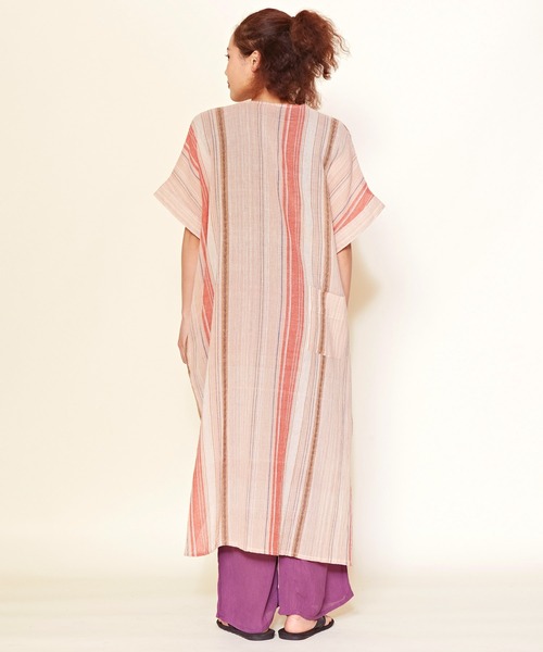 チャイハネ（チャイハネ）の「【チャイハネ】ケララデカフタンワンピース（ワンピース・レディース・ホワイト/ブラウン/ブルー・FREE）」の5枚目の写真