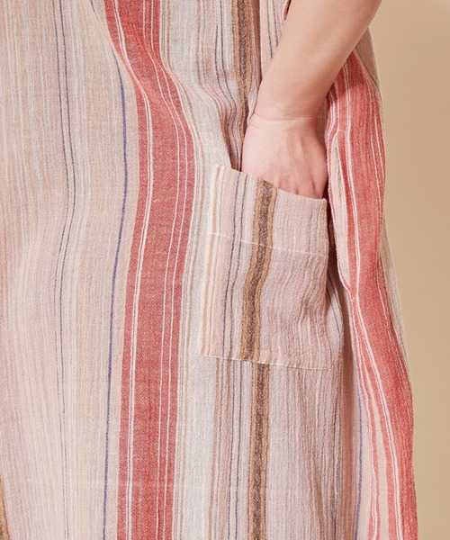 チャイハネ（チャイハネ）の「【チャイハネ】ケララデカフタンワンピース（ワンピース・レディース・ホワイト/ブラウン/ブルー・FREE）」の6枚目の写真