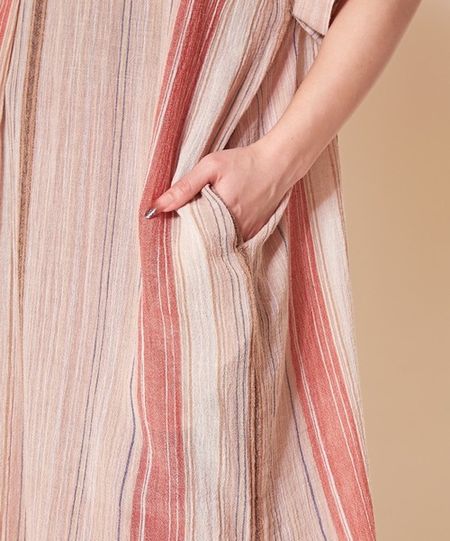 チャイハネ（チャイハネ）の「【チャイハネ】ケララデカフタンワンピース（ワンピース・レディース・ホワイト/ブラウン/ブルー・FREE）」の7枚目の写真