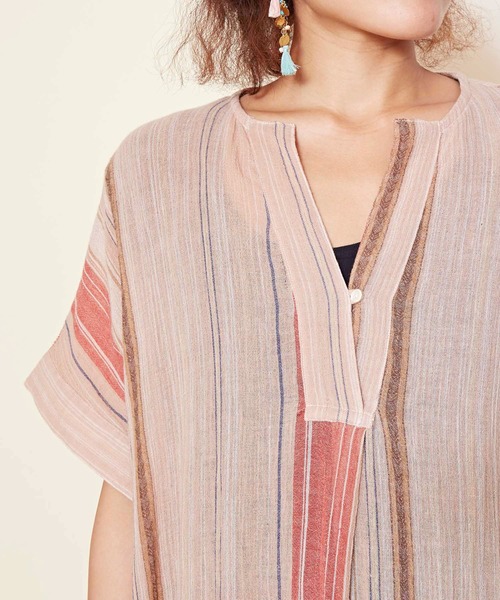 チャイハネ（チャイハネ）の「【チャイハネ】ケララデカフタンワンピース（ワンピース・レディース・ホワイト/ブラウン/ブルー・FREE）」の8枚目の写真