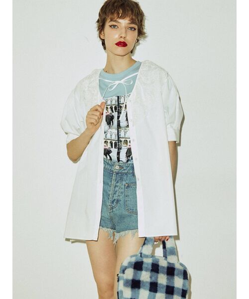 jouetie（ジュエティ）の「フリルチュニックブラウス（シャツ/ブラウス・レディース・オフホワイト/ブラック/レッド/ブルー・MEDIUM）」の2枚目の写真