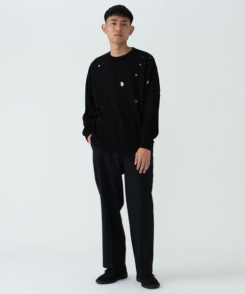 BEAMS(ビームス)の「BEAMS / ダメージ クルーネック サーマル(Tシャツ/カットソー・メンズ・ブラック/ホワイト・M/S/L/XL)」の6枚目の写真