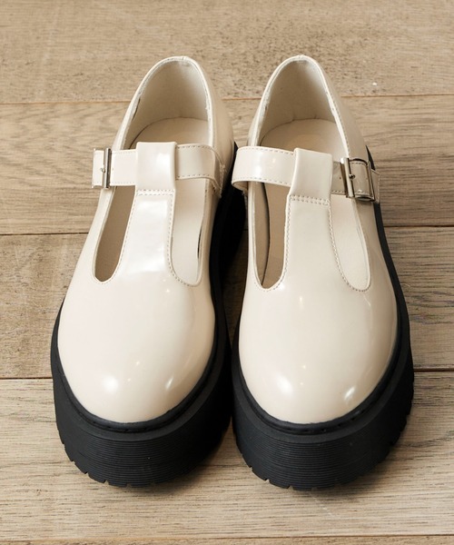 【グリーンティー】our 大人に似合うストラップシューズ plus by chausser プリュス バイ ショセ Tストラップパンプス PC