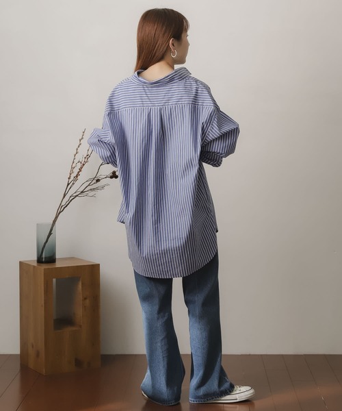 SENSE OF PLACE by URBAN RESEARCH(センスオブプレイスバイアーバンリサーチ)の「『別注』TeddyBear×SENSE OF PLACE テディベアストライプシャツ(シャツ/ブラウス・メンズ・グリーン/ネイビー/ホワイト・LARGE/MEDIUM)」の6枚目の写真