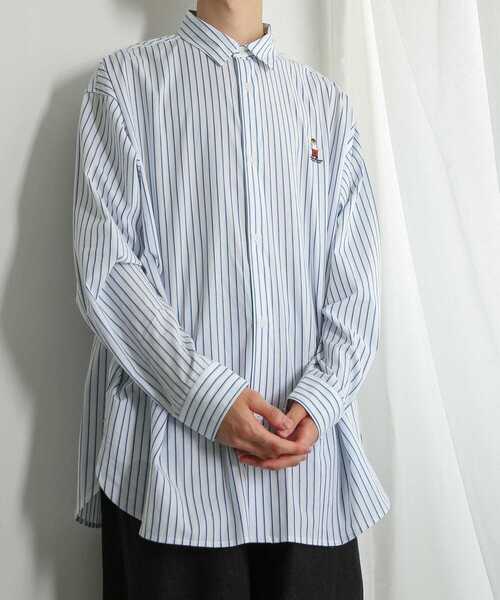 SENSE OF PLACE by URBAN RESEARCH(センスオブプレイスバイアーバンリサーチ)の「『別注』TeddyBear×SENSE OF PLACE テディベアストライプシャツ(シャツ/ブラウス・メンズ・グリーン/ネイビー/ホワイト・LARGE/MEDIUM)」の22枚目の写真
