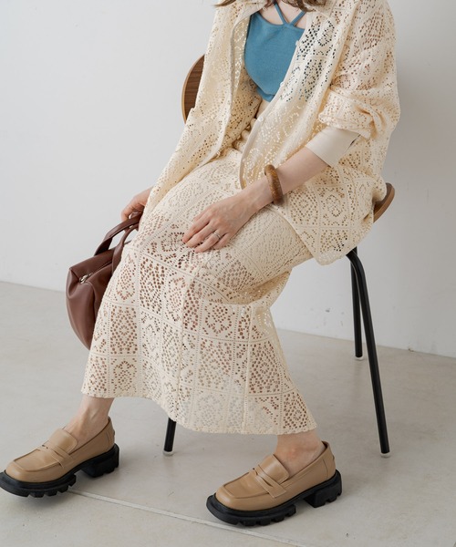 Kastane（カスタネ）の「【SETUP対応】SETUPレースジャガードスカート