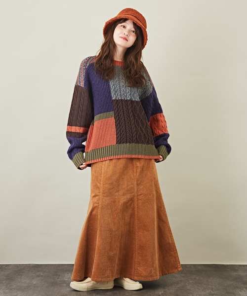 CUBE SUGAR(キューブシュガー)の「ウォッシャブルニット配色ブロッキングプルオーバー(ニット/セーター・レディース・ネイビー/ピンク/ナチュラル・M)」の12枚目の写真