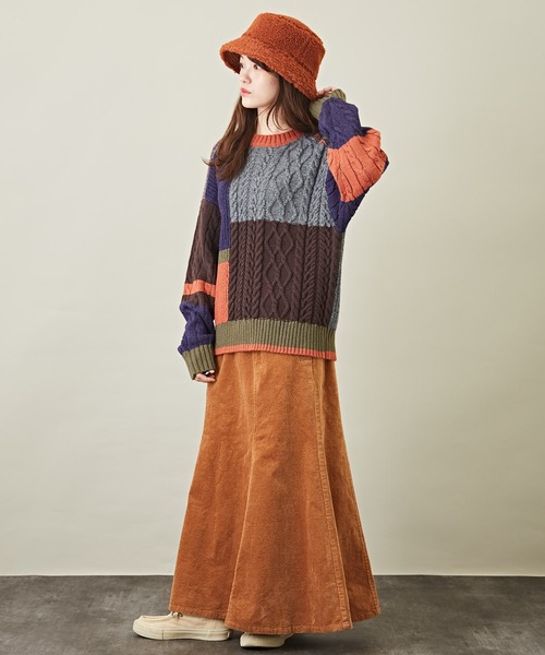 CUBE SUGAR(キューブシュガー)の「ウォッシャブルニット配色ブロッキングプルオーバー(ニット/セーター・レディース・ネイビー/ピンク/ナチュラル・M)」の13枚目の写真