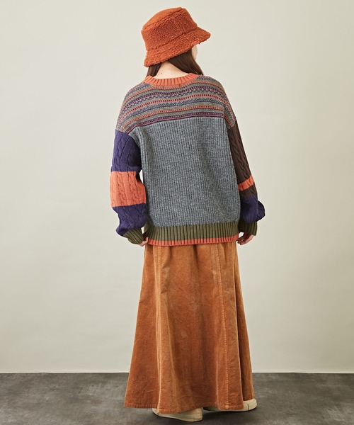 CUBE SUGAR(キューブシュガー)の「ウォッシャブルニット配色ブロッキングプルオーバー(ニット/セーター・レディース・ネイビー/ピンク/ナチュラル・M)」の14枚目の写真