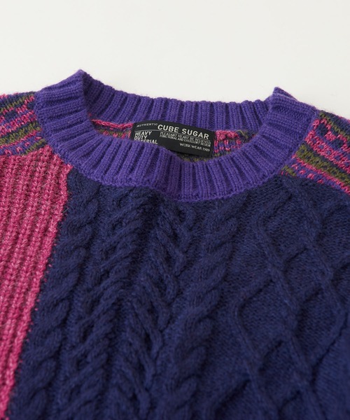 CUBE SUGAR(キューブシュガー)の「ウォッシャブルニット配色ブロッキングプルオーバー(ニット/セーター・レディース・ネイビー/ピンク/ナチュラル・M)」の16枚目の写真