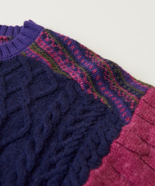 CUBE SUGAR(キューブシュガー)の「ウォッシャブルニット配色ブロッキングプルオーバー(ニット/セーター・レディース・ネイビー/ピンク/ナチュラル・M)」の17枚目の写真