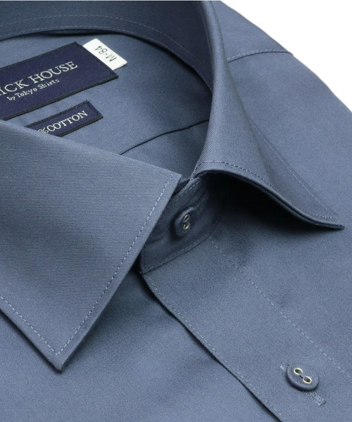 TOKYO SHIRTS（トウキョウシャツ）の「形態安定ノーアイロン ワイド 長袖ビジネスワイシャツ（ビジネスシャツ・メンズ・ダークネイビー・首回り37cm-裄丈80cm/首回り37cm-裄丈84cm/首回り39cm-裄丈80cm/首回り39cm-裄丈84cm/首回り41cm-裄丈82cm/首回り41cm-裄丈86cm/首回り42cm-裄丈82cm/首回り42cm-裄丈86cm/首回り43cm-裄丈82cm/首回り43cm-裄丈86cm）」の2枚目の写真