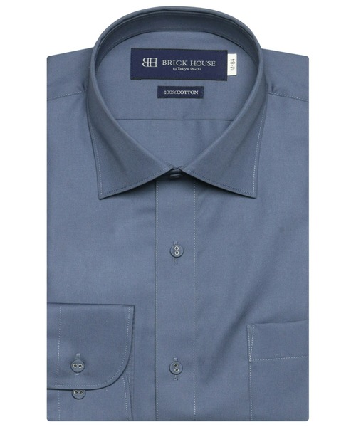 TOKYO SHIRTS（トウキョウシャツ）の「形態安定ノーアイロン ワイド 長袖ビジネスワイシャツ（ビジネスシャツ・メンズ・ダークネイビー・首回り37cm-裄丈80cm/首回り37cm-裄丈84cm/首回り39cm-裄丈80cm/首回り39cm-裄丈84cm/首回り41cm-裄丈82cm/首回り41cm-裄丈86cm/首回り42cm-裄丈82cm/首回り42cm-裄丈86cm/首回り43cm-裄丈82cm/首回り43cm-裄丈86cm）」の5枚目の写真