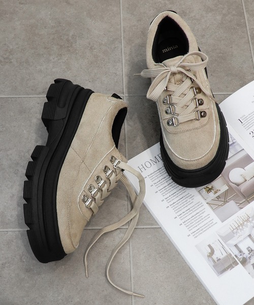 minia（ミニア）の「ボリュームソールトレッキングシューズ　◆（スニーカー・レディース・ブラック/ベージュ/キャメル・S/M/L）」の13枚目の写真