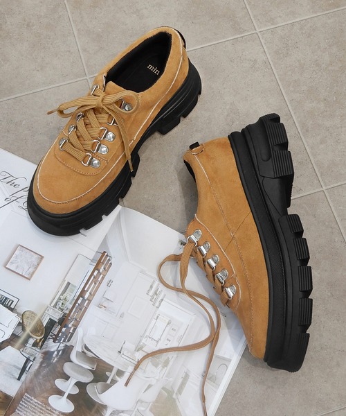 minia（ミニア）の「ボリュームソールトレッキングシューズ　◆（スニーカー・レディース・ブラック/ベージュ/キャメル・S/M/L）」の5枚目の写真