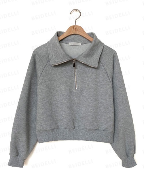 BEIDELLI（ベイデリー）の「[BELLIDE MADE] スタンダードハーフジップアップスウェットシャツ（スウェット・レディース・グレー系その他/オートミール/スカイブルー・FREE）」の11枚目の写真