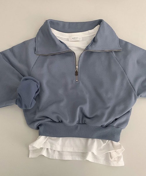 BEIDELLI（ベイデリー）の「[BELLIDE MADE] スタンダードハーフジップアップスウェットシャツ（スウェット・レディース・グレー系その他/オートミール/スカイブルー・FREE）」の13枚目の写真
