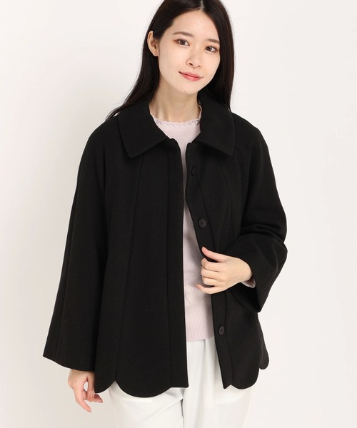 UNIVERVAL MUSE（ユニバーバル ミューズ）の「ウーリッシュライト　ウールショートコート（その他アウター・レディース・ブラック/ライトベージュ/アクア・2）」の2枚目の写真