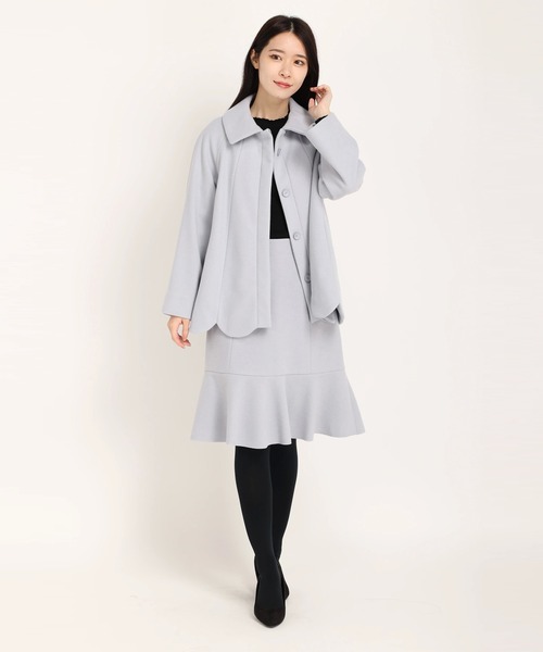 UNIVERVAL MUSE（ユニバーバル ミューズ）の「ウーリッシュライト　ウールショートコート（その他アウター・レディース・ブラック/ライトベージュ/アクア・2）」の6枚目の写真