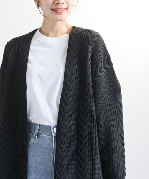 rps（アールピーエス）の「ケーブルロングニットカーディガン（カーディガン/ボレロ・レディース・ブラック/アイボリー/ベージュ・M/フリー）」の18枚目の写真