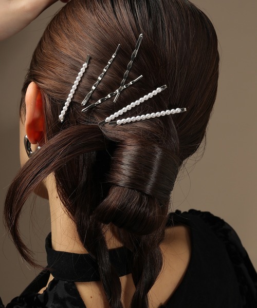 セール】パール ウェーブ メタル ヘアピン 6本セット（ヘアピン