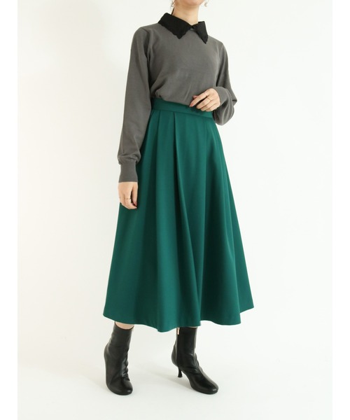 Te chichi（テチチ）の「カルゼタックフレアスカート（スカート・レディース・グリーン/ブラウン/ネイビー・SMALL/MEDIUM）」の4枚目の写真