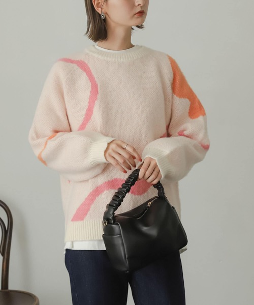 SENSE OF PLACE by URBAN RESEARCH（センスオブプレイスバイアーバンリサーチ）の「ニュアンスラインセーター（ニット/セーター・レディース・ネイビー/ブラウン/アイボリー・ONE）」の2枚目の写真