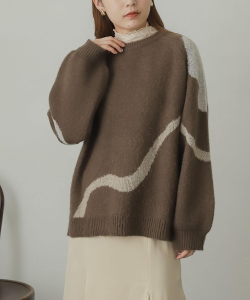 SENSE OF PLACE by URBAN RESEARCH（センスオブプレイスバイアーバンリサーチ）の「ニュアンスラインセーター（ニット/セーター・レディース・ネイビー/ブラウン/アイボリー・ONE）」の11枚目の写真