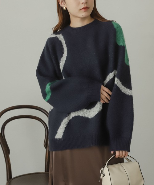 SENSE OF PLACE by URBAN RESEARCH（センスオブプレイスバイアーバンリサーチ）の「ニュアンスラインセーター（ニット/セーター・レディース・ネイビー/ブラウン/アイボリー・ONE）」の17枚目の写真