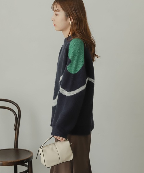 SENSE OF PLACE by URBAN RESEARCH（センスオブプレイスバイアーバンリサーチ）の「ニュアンスラインセーター（ニット/セーター・レディース・ネイビー/ブラウン/アイボリー・ONE）」の19枚目の写真