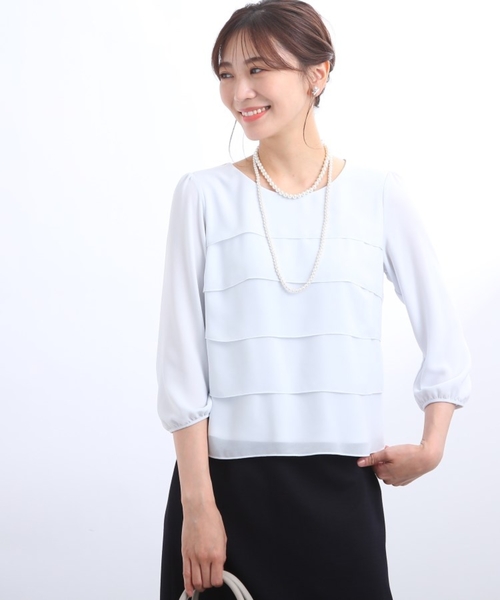 美品【step dance】ティアードシフォンブラウスフォーマル3点セット　M 美品【step dance】ティアードシフォンブラウスフォーマル3点セットM