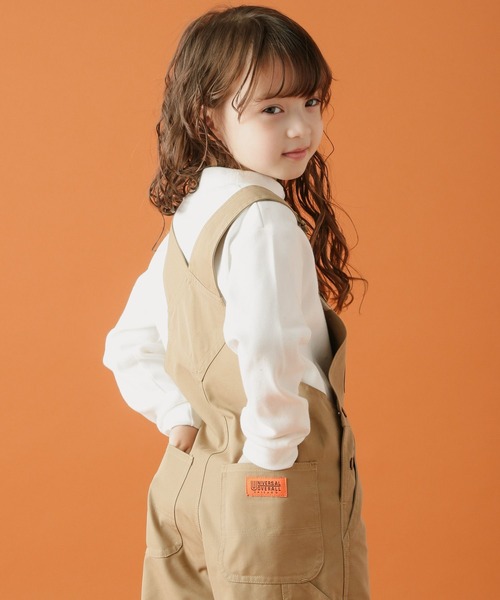 UNIVERSAL OVERALL（ユニバーサルオーバーオール）の「【UNIVERSAL OVERALL(ユニバーサルオーバーオール)】別注ツイルサロペット（サロペット/オーバーオール・キッズ・キャメル/ダークグリーン・110cm/120cm/130cm/140cm）」の5枚目の写真