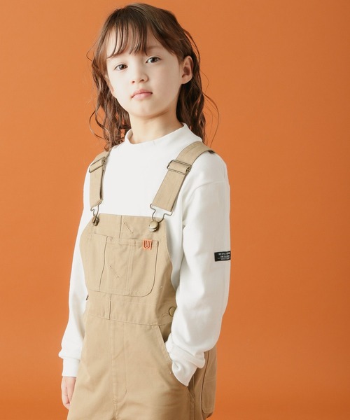 UNIVERSAL OVERALL（ユニバーサルオーバーオール）の「【UNIVERSAL OVERALL(ユニバーサルオーバーオール)】別注ツイルサロペット（サロペット/オーバーオール・キッズ・キャメル/ダークグリーン・110cm/120cm/130cm/140cm）」の6枚目の写真