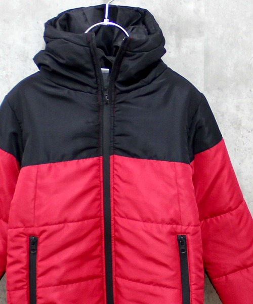 THE CASUAL（カジュアル）の「切り替え中綿ジャケット（ダウンジャケット/コート・キッズ・ブラック系/ダークグリーン系/ダークグリーン/レッド系/ブラック/グレー系/ベージュ系/ネイビー/チャコール/ベージュ・120cm/110cm/130cm/160cm/150cm/140cm）」の10枚目の写真