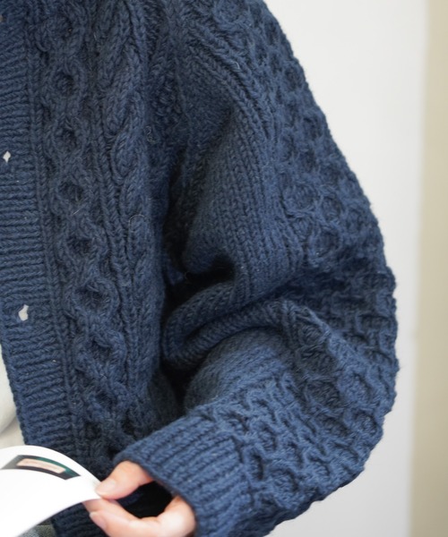 HARVESTY/ハーベスティー CABLE KNIT CARDIGAN ケーブルニット