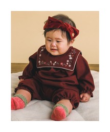 SLAP SLIP BABY（スラップスリップベビー）の「SLAPSLIPBABY/【お揃い】セーラーカラー花刺繍セットアップベビー(70~80cm)（ロンパース）」